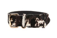 Load image into Gallery viewer, Brown, Black & White Hair On Hide Collar With Classic Gold Hardware
