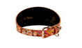 Load image into Gallery viewer, Orange Floral Mosaic Italian Leather 3” Wide Style Collar
