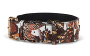 Butterfly Print Italian Leather Classic Collar