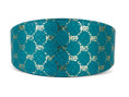Load image into Gallery viewer, Teal & Gold Monogram Snake 3 Wide Style Collar
