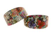Olive Floral Mosaic 3 Wide Style Collars. Set Of 2