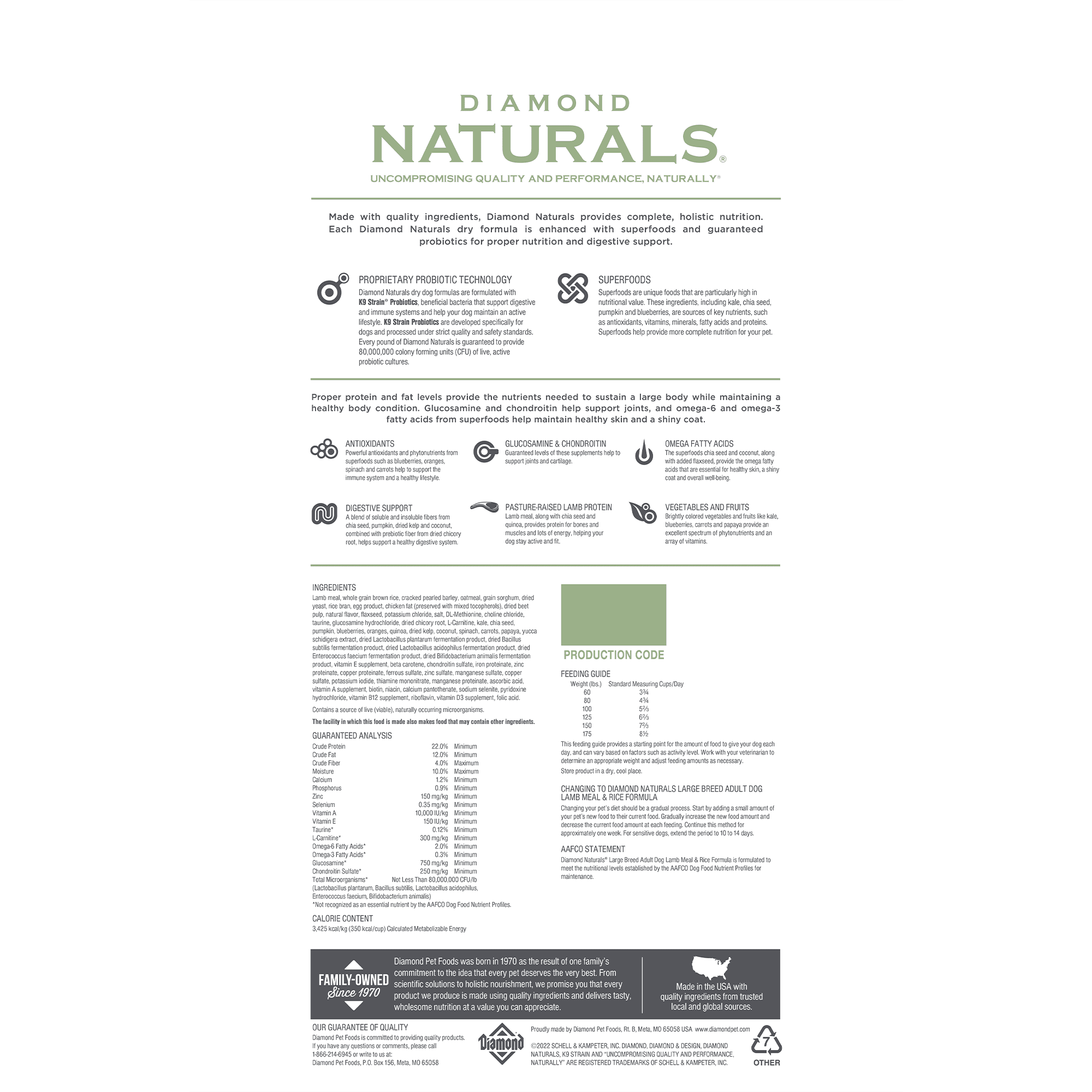 Diamond Natural Adult Large Breed Lamb and Rice Dry Dog Food (40lb) 