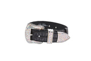 Dark Grey/Light Grey Embossed Croc Italian Leather Silver Swarovski Crystal Collar