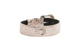 Load image into Gallery viewer, Soft Pink/Silver Floral Print Italian Leather With Silver Swarovski Crystal Hardware
