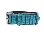 Turquoise Embossed Croc Italian Leather With Silver Classic Hardware