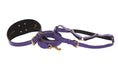 Load image into Gallery viewer, Purple Italian Leather 3” Wide Style Collar, With Custom Gold Starfish, Leash & Harness Set
