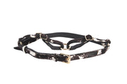 Black, White Brown Hair On Hide Italian Leather Harness With Gold Hardware