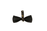 Black/Gold Polka Dot Italian Leather Bowtie