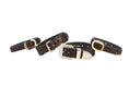Load image into Gallery viewer, Dark Brown/Bronze Abstract Leopard Print Italian Leather Set Of 4 Collars With Italian Hardware
