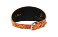 Load image into Gallery viewer, Orange Floral Mosaic Italian Leather 3” Wide Style Collar
