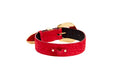 Load image into Gallery viewer, Red Hair On Hide Italian Leather Collar With Ornate Swarovski Hardware
