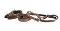 Load image into Gallery viewer, Brown/Black Embossed Snake Italian Leather Collar With Swarovski Crystal Hardware Leash & Harness Set
