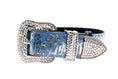 Load image into Gallery viewer, Light Blue/Dark Blue Silver Iridescent Snake/Swarovski Collar
