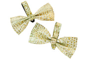 Green & Gold Embossed Croc Italian Leather Bowtie Set Of 2