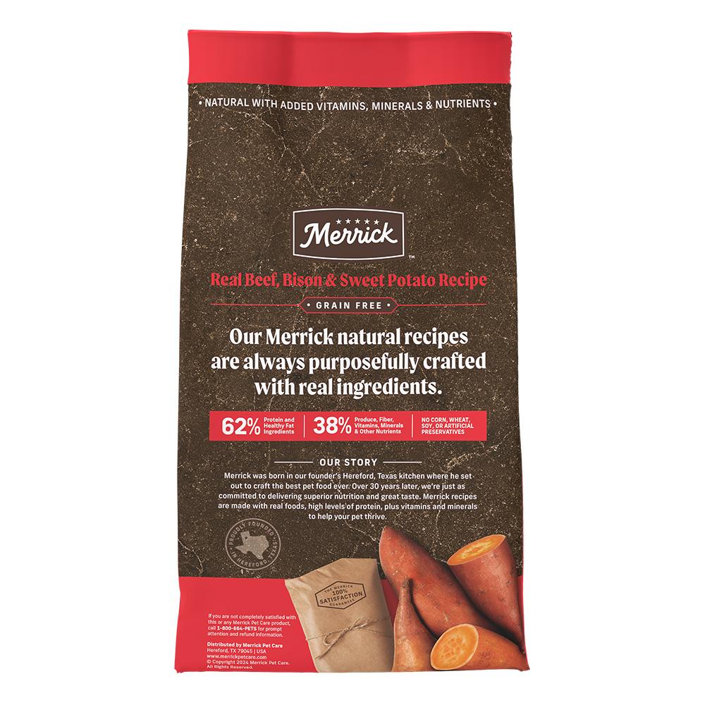 Merrick Grain Free Adult Beef, Bison and Sweet Potato Dog Dry Food 