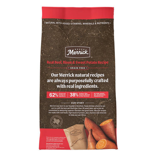 Merrick Grain Free Adult Beef, Bison and Sweet Potato Dog Dry Food 