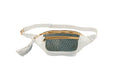 Load image into Gallery viewer, Pearl White Italian Leather/Green Tilapia Fanny Pack
