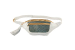 Pearl White Italian Leather/Green Tilapia Fanny Pack
