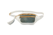 Pearl White Italian Leather/Green Tilapia Fanny Pack