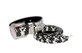 Load image into Gallery viewer, Black & White Snake/Swarovski Crystal Collar & Leash Set
