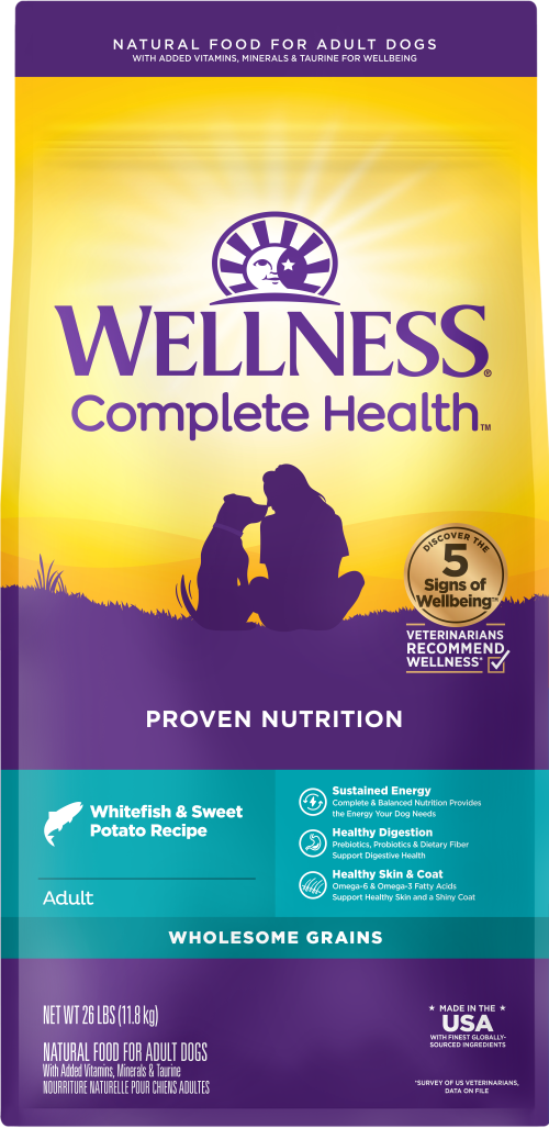 Wellness Complete Health Adult Whitefish and Sweet Potato Dog Food 