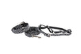 Load image into Gallery viewer, Blue Jean Color Patterned Hair On Hide Italian Leather Silver Swarovski Crystal Hardware Set
