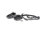 Blue Jean Color Patterned Hair On Hide Italian Leather Silver Swarovski Crystal Hardware Set