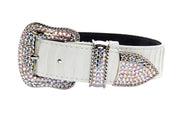 Matte White Snake Collar With Silver Swarovski Crystal Hardware Collar