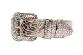 Load image into Gallery viewer, Soft Pink/Silver Floral Print Italian Leather With Silver Swarovski Crystal Hardware
