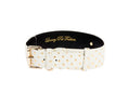 Load image into Gallery viewer, White & Gold Polka Dot Italian Leather Classic Collar
