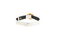 Load image into Gallery viewer, White & Gold Polka Dot Italian Leather Collar With Orante Italian Hardware
