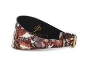 Butterfly Print Italian Leather 3” Wide Style Collar