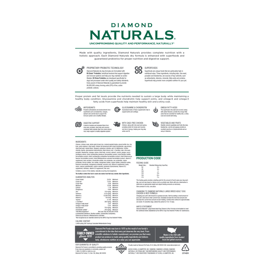 Diamond Naturals Adult Large Breed Chicken and Rice Dry Dog Food (40lb) 