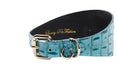 Load image into Gallery viewer, Turquoise Embossed Croc Italian Leather 3” Wide Style Collar
