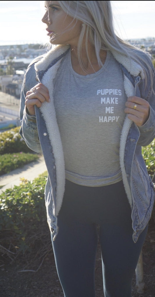 Puppies Make Me Happy Sleeveless Top | Gift for Dog Lovers