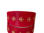 Luxury Pet Fashion Red Distressed Italian Leather With Vintage Star Rivets