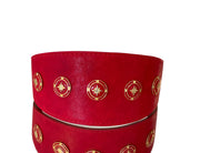 Luxury Pet Fashion Red Distressed Italian Leather With Vintage Star Rivets
