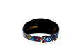 Load image into Gallery viewer, Dark Midnight Blue Floral Mosaic Italian Leather 3” Wide Style Collar
