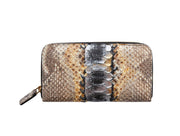 Neutral Blue/Silver Python Zip Wallet