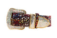 Load image into Gallery viewer, Luxury Pet Fashion Burgundy Floral Mosaic & Black Floral Mosaic Italian Leather With Silver Swarovski Crystal Hardware Collars
