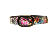 Floral, Scull, Snake Print Italian Leather Collar