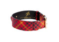 Load image into Gallery viewer, Red, Black & Yellow Elegant Plaid Italian Leather Collar With Gold Classic Hardware
