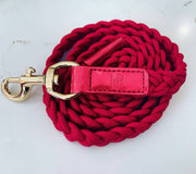 Dog Lead - Ruby Red/Yellow Gold Plaited