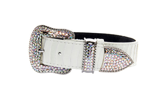 Matte White Snake Collar Set of 2. With Both Silver & Gold Swarovski Crystal Hardware
