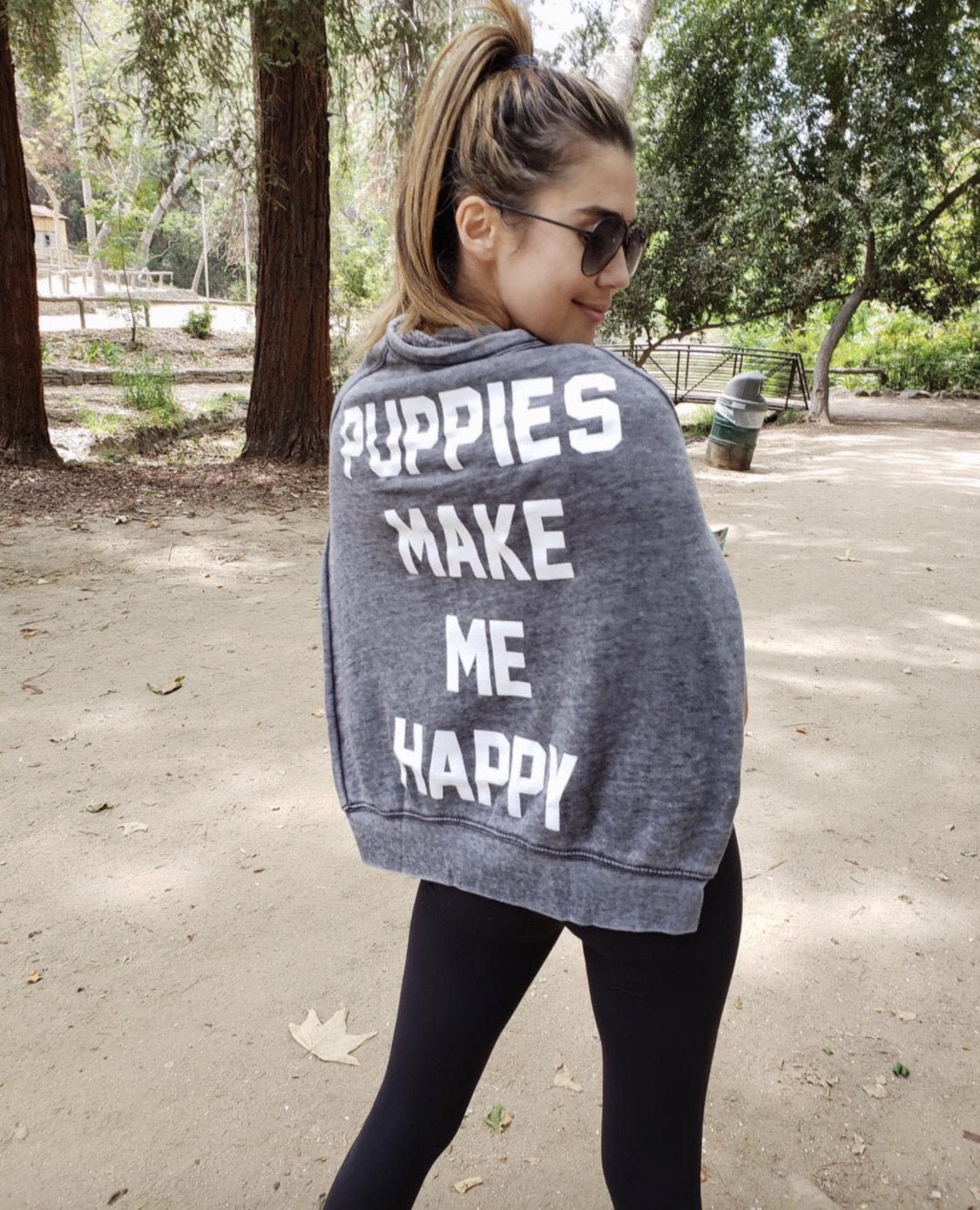 Puppies Make Me Happy Acid Wash Sweatshirt | Gifts for Dog Lovers