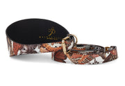 Butterfly Print Italian Leather 3” Wide Style Collar & Matching Leash Set