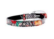 Pansy and Snake Print Embossed Italian Leather With Ornate Italian Hardware