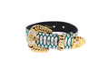 Load image into Gallery viewer, Green & Off White Embossed Python Print Italian Leather With Ornate Swarovski Crystal Hardware
