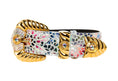 Load image into Gallery viewer, White Floral Mosaic Italian Leather Collar with Orante Swarovski Crystal Hardware
