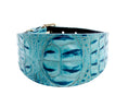 Load image into Gallery viewer, Turquoise Embossed Croc Italian Leather 3 Wide Style Collar
